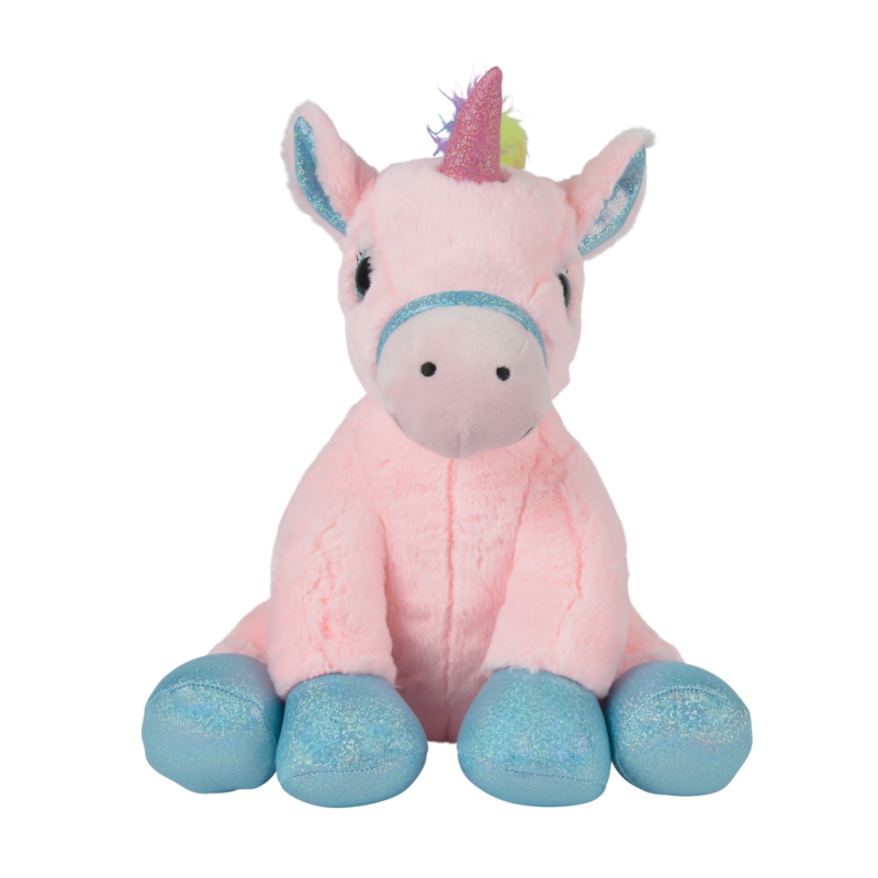  soft toy seated unicorn pink blue 35 cm 